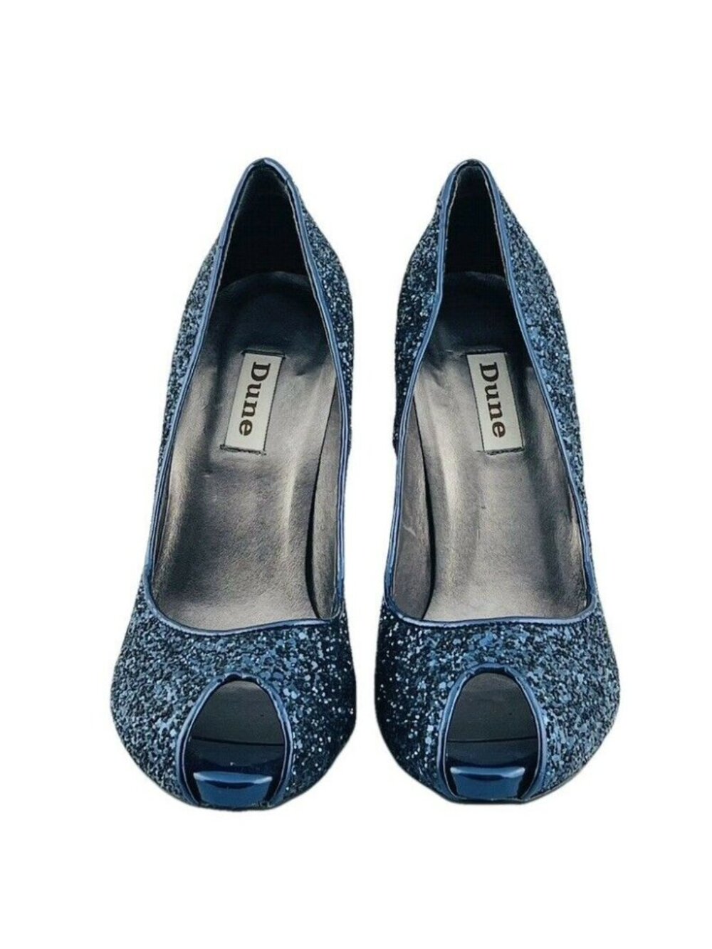 Dune Womens Black Glitter Peep Toe High Heel Pumps Size 39 EU 8.5 US - Picture 10 of 10